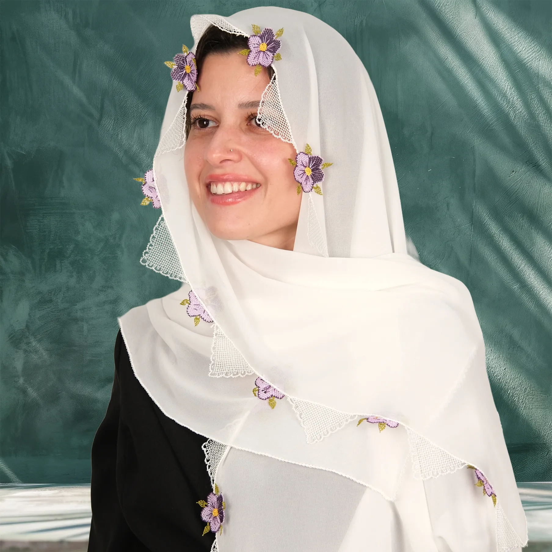 Gönen İğne Oyalı ve Nakış İşlemeli 4'lü Çeyizlik Namaz Seti Resim 15