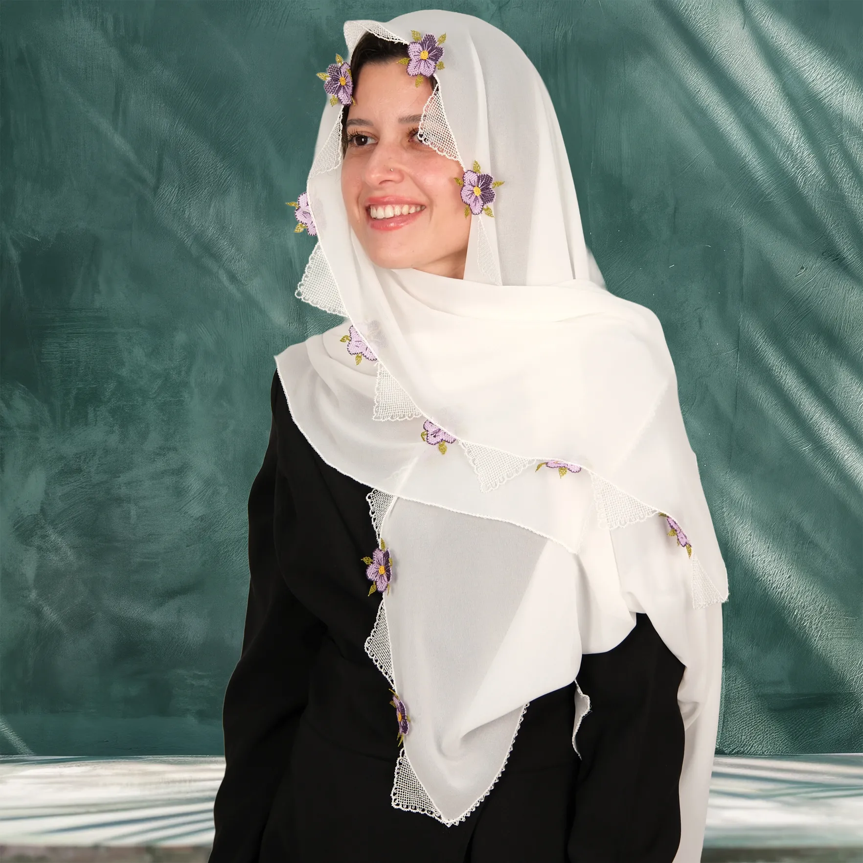 Gönen İğne Oyalı ve Nakış İşlemeli 4'lü Çeyizlik Namaz Seti Resim 14