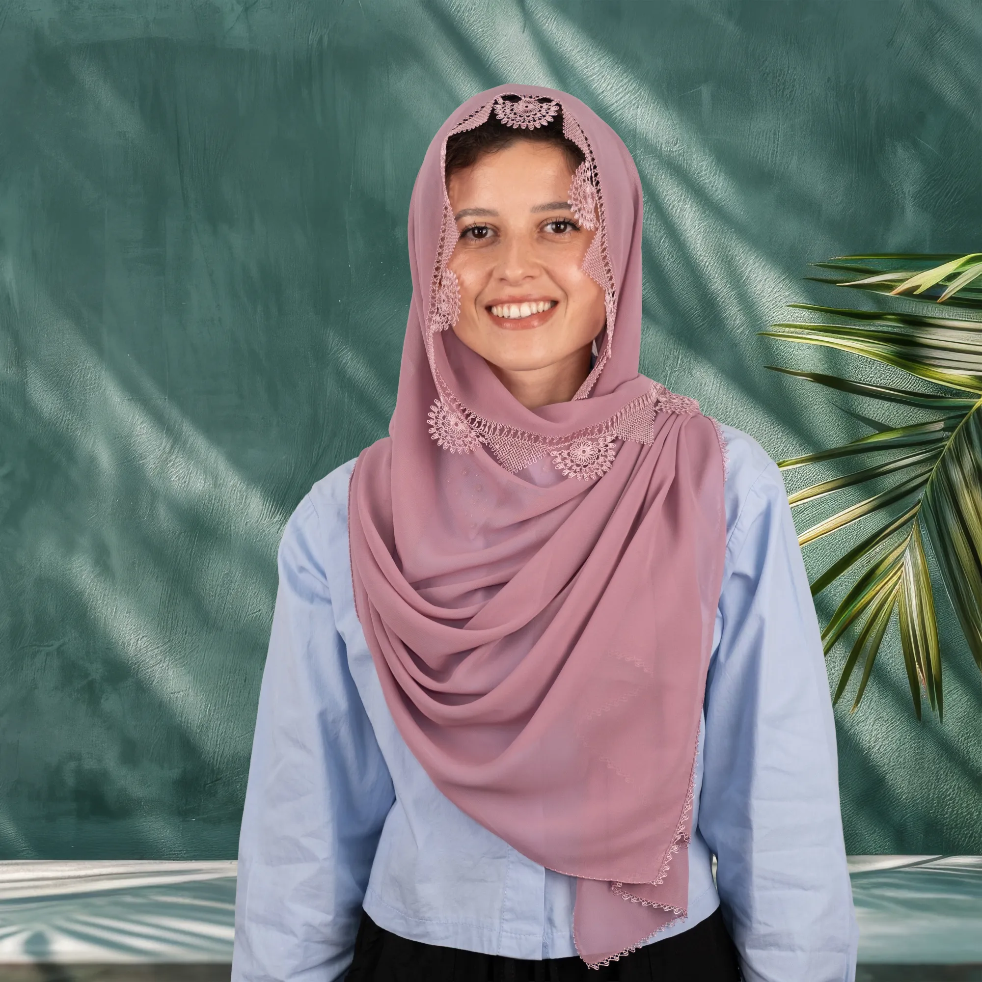 Lavanta Rengi Yarım Ay Motifli İğne Oyası Mevlüt Örtüsü ve Tesbih Seti